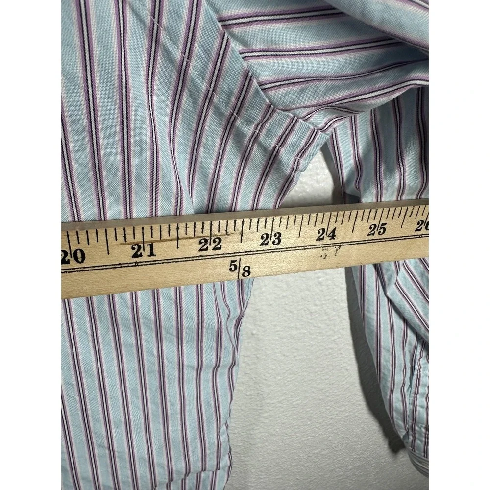 Polo Ralph Lauren Shirt Mens 16.5 Blue Stripe Regent Button Front‎ Long Sleeve